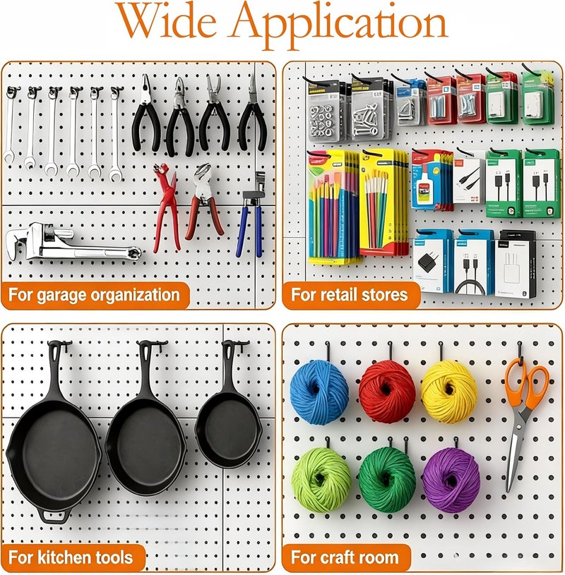 Hogurity 80 Pack 6 Inch Black Pegboard Hooks,Extra Thick 1/4" Peg Board Hooks Heavy Duty for Hanging, Pegboard Accessories for Kitchen, Gym,Garage,Store Wall Organizer - Image 5